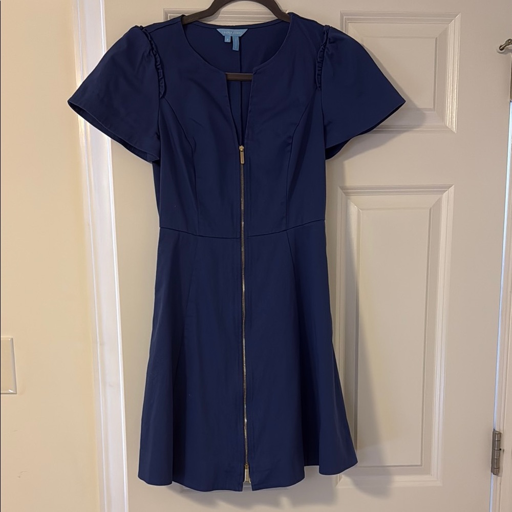 Draper James Blue Short Sleeve Zipper Dress Sz 2